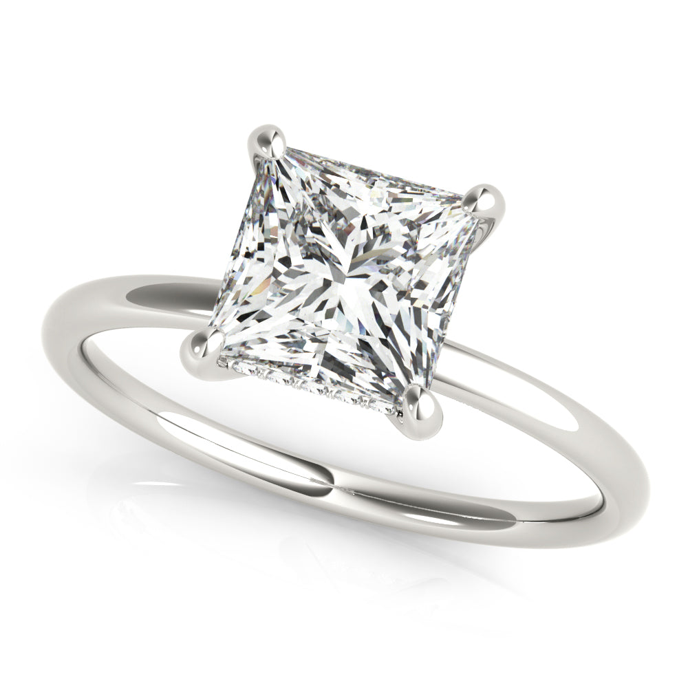 18K White Gold Diamond Halo Engagement Ring