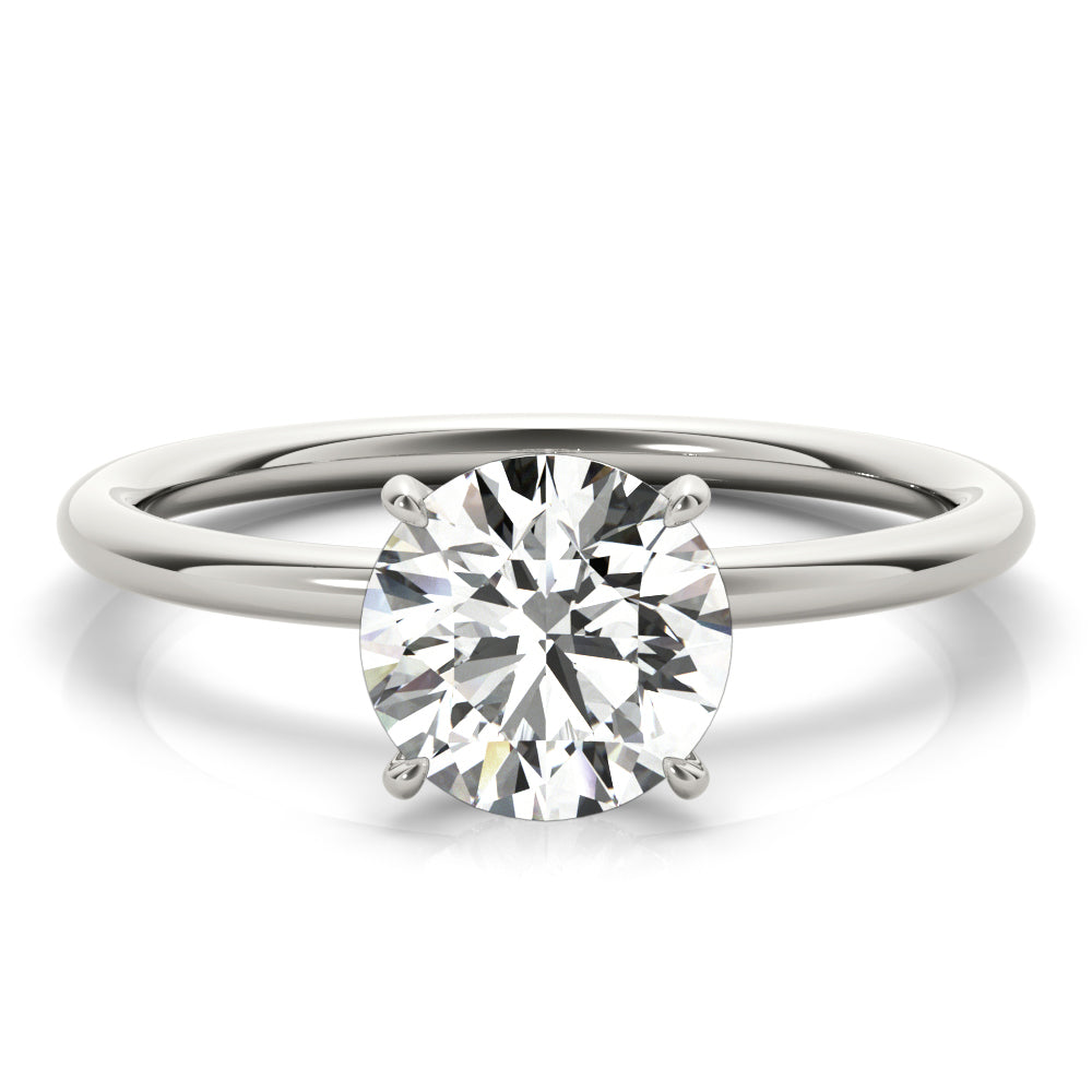 14K White Gold Round Diamond Halo Engagement Ring