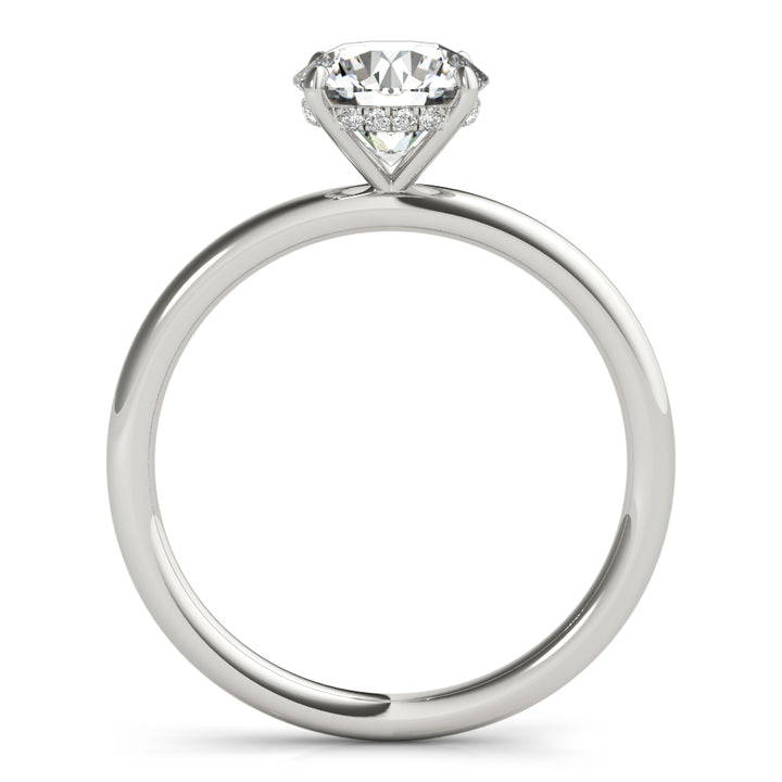 14K White Gold Round Diamond Halo Engagement Ring