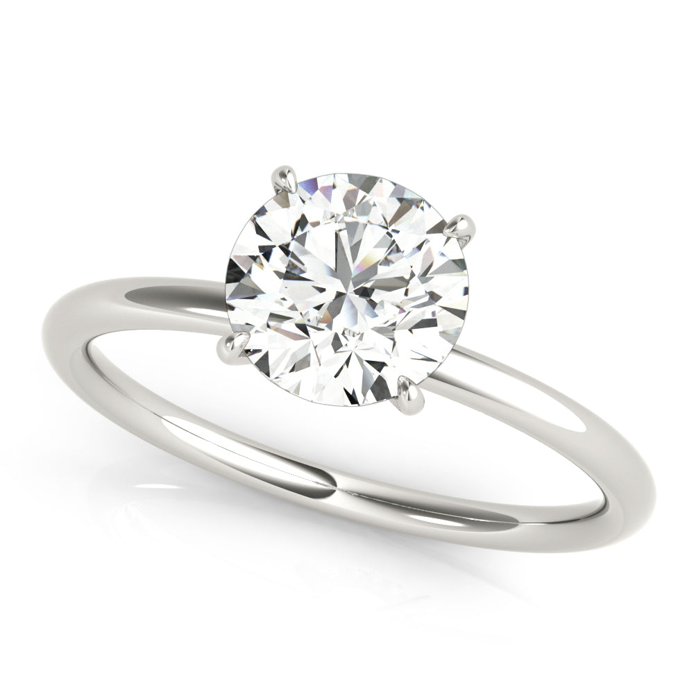 14K White Gold Round Diamond Halo Engagement Ring