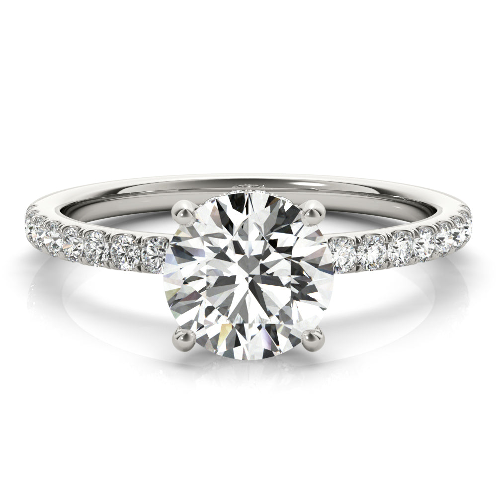 14K White Gold Round Diamond Halo Engagement Ring