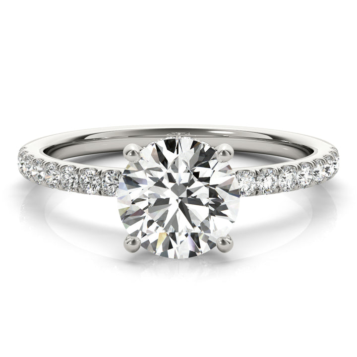 14K White Gold Round Diamond Halo Engagement Ring