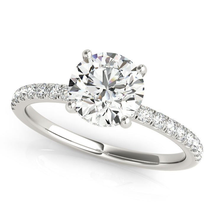 14K White Gold Round Diamond Halo Engagement Ring