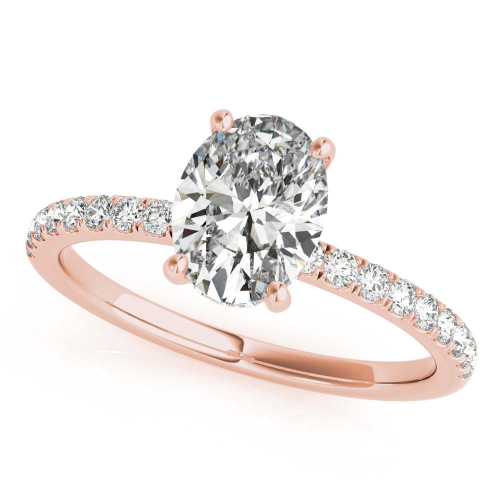 2ct Oval Hidden Halo Pave Diamond Engagement Ring