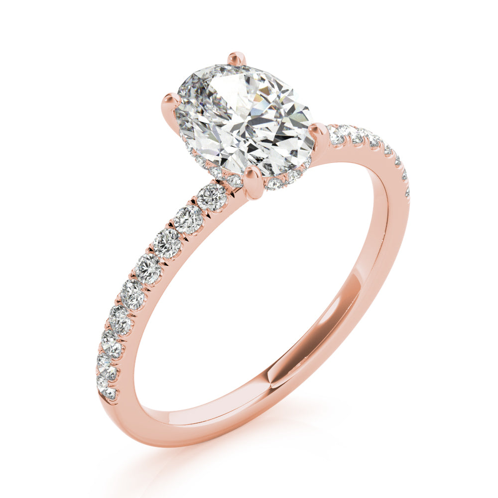 2ct Oval Hidden Halo Pave Diamond Engagement Ring