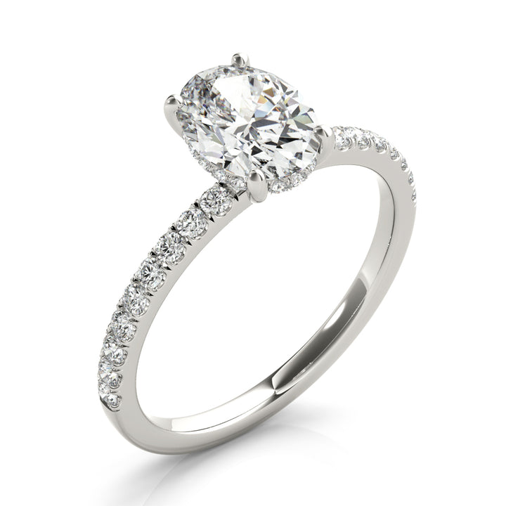 2ct Oval Hidden Halo Pave Diamond Engagement Ring