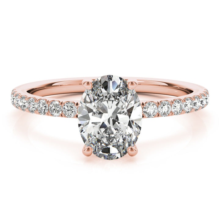 18K Rose Gold Oval Diamond Halo Engagement Ring