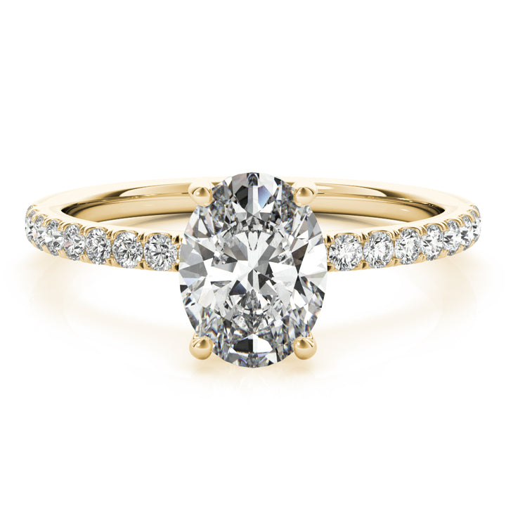 18K Yellow Gold Oval Diamond Halo Engagement Ring