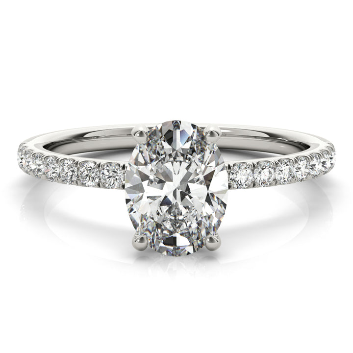 18K White Gold Oval Diamond Halo Engagement Ring