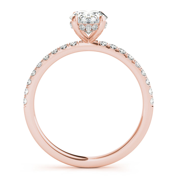 18K Rose Gold Oval Diamond Halo Engagement Ring