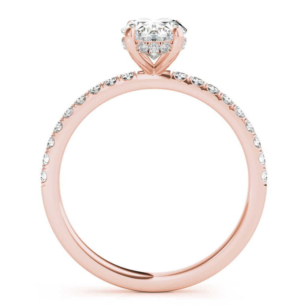 14K Rose Gold Oval Diamond Halo Engagement Ring
