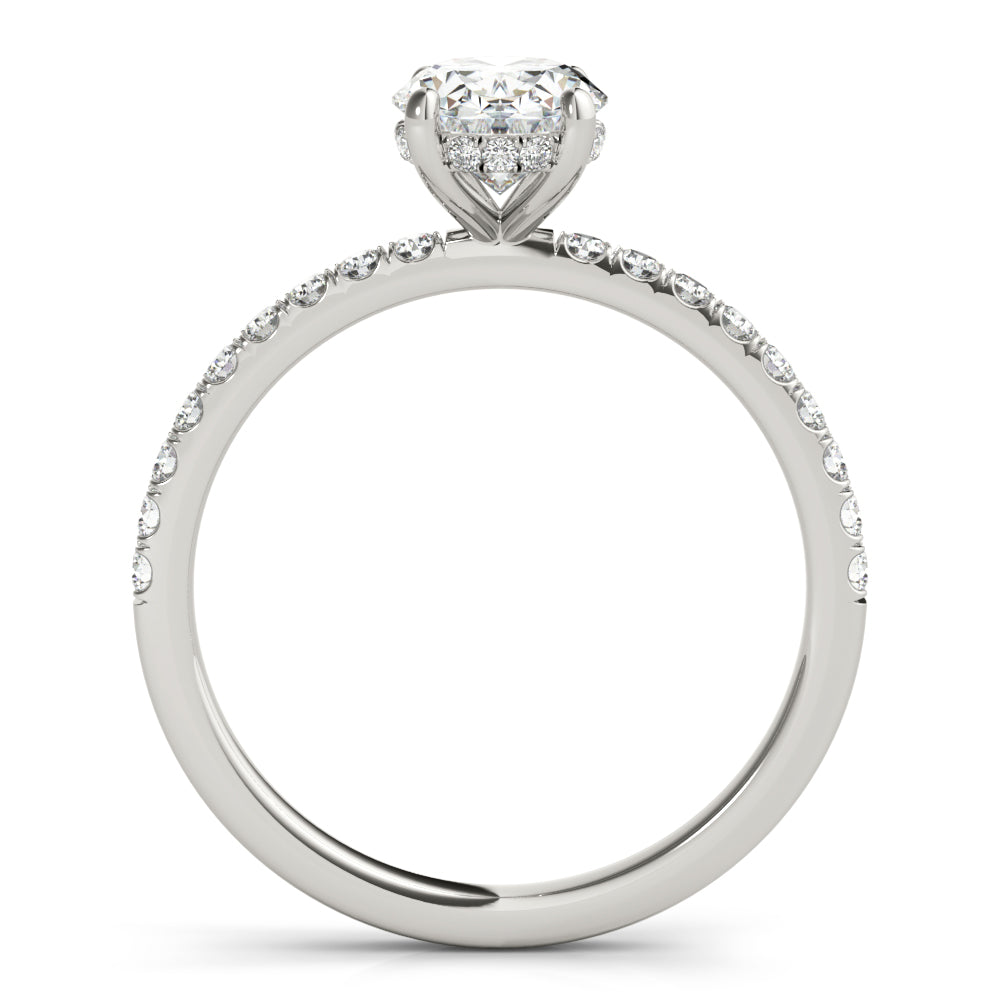 14K White Gold Oval Diamond Engagement Ring with Halo