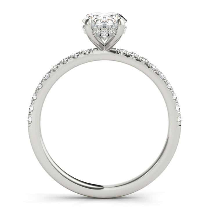 Platinum Oval Diamond Halo Engagement Ring 1/3 ctw