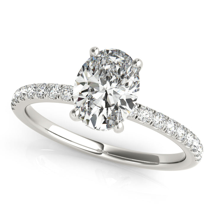 14K White Gold Oval Diamond Engagement Ring with Halo