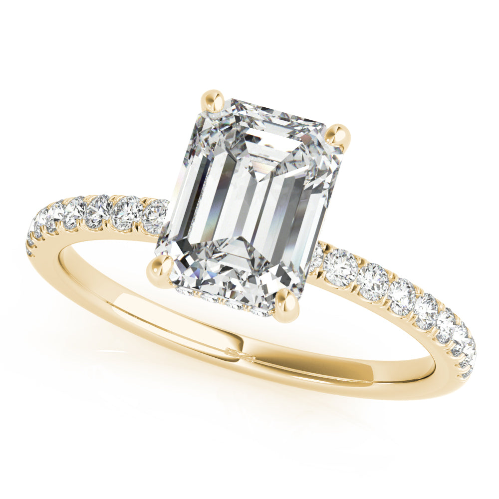 1ct Emerald-Cut Pave with Hidden Halo Diamond Engagement Ring