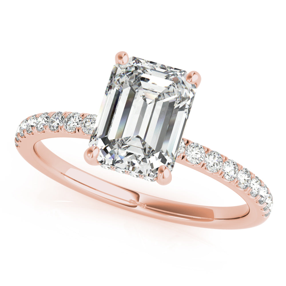 1ct Emerald-Cut Pave with Hidden Halo Diamond Engagement Ring