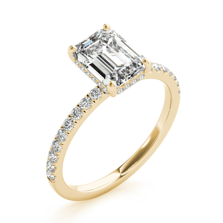 1ct Emerald-Cut Pave with Hidden Halo Diamond Engagement Ring