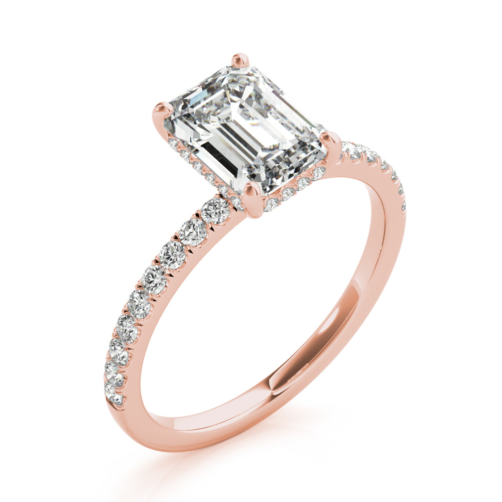 1ct Emerald-Cut Pave with Hidden Halo Diamond Engagement Ring