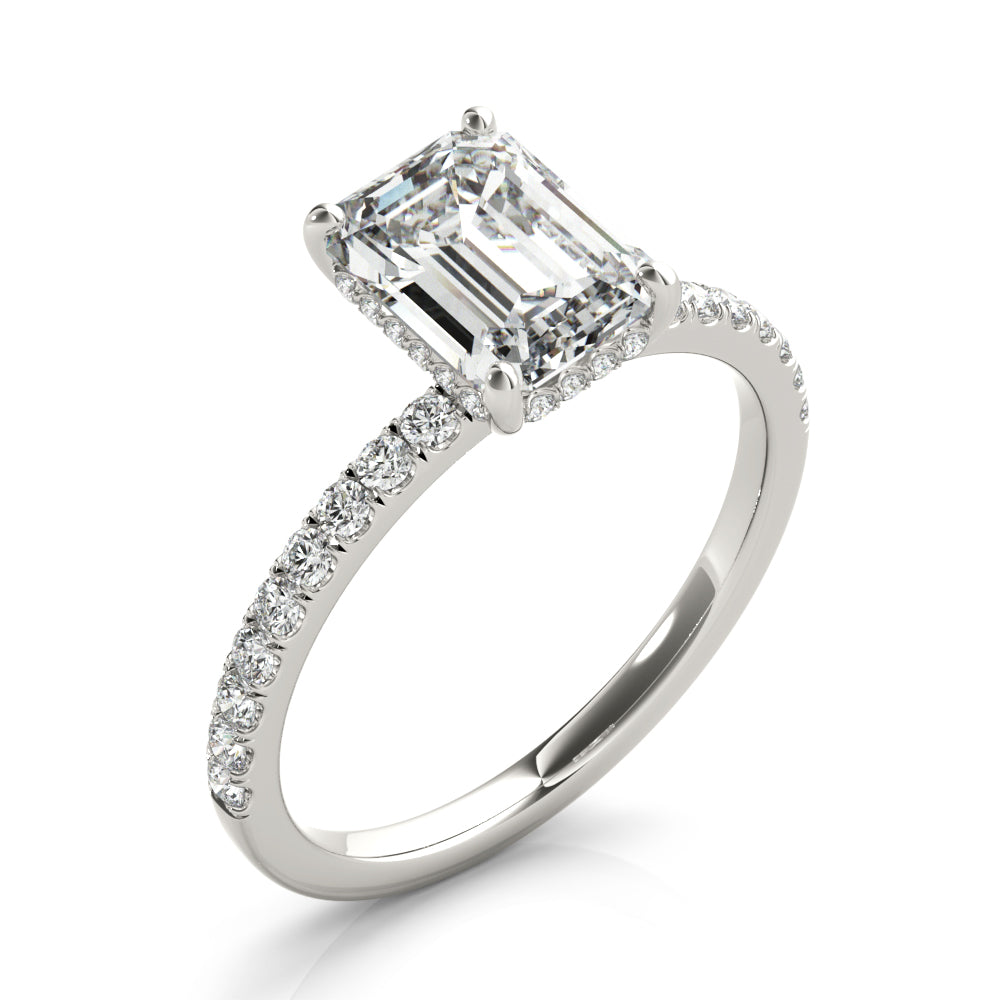 1ct Emerald-Cut Pave with Hidden Halo Diamond Engagement Ring