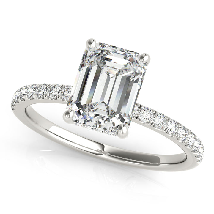 1ct Emerald-Cut Pave with Hidden Halo Diamond Engagement Ring