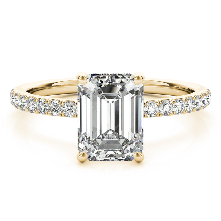 1ct Emerald-Cut Pave with Hidden Halo Diamond Engagement Ring