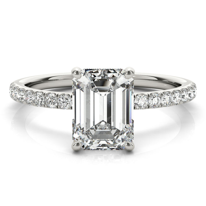 1ct Emerald-Cut Pave with Hidden Halo Diamond Engagement Ring