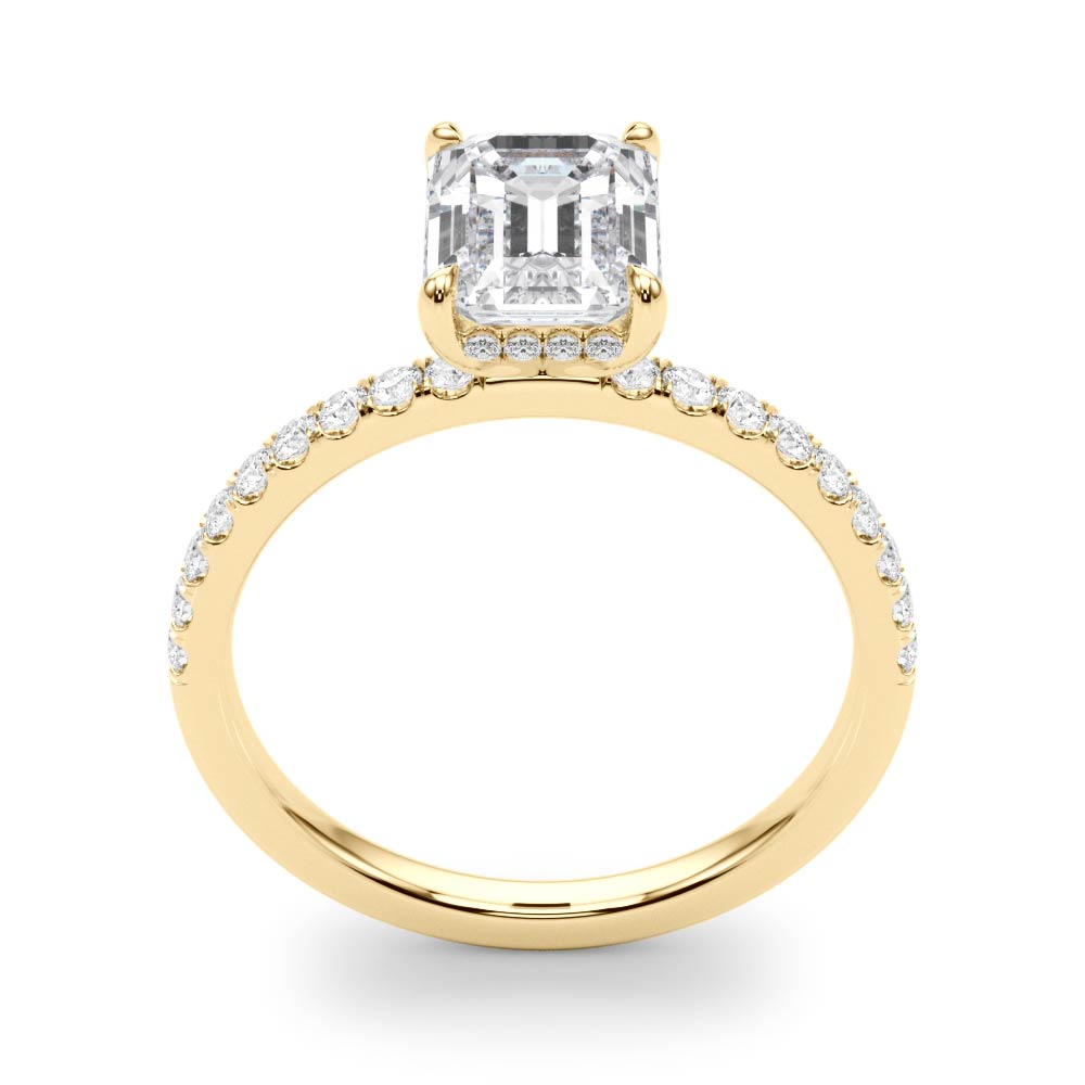 1ct Emerald-Cut Pave with Hidden Halo Diamond Engagement Ring