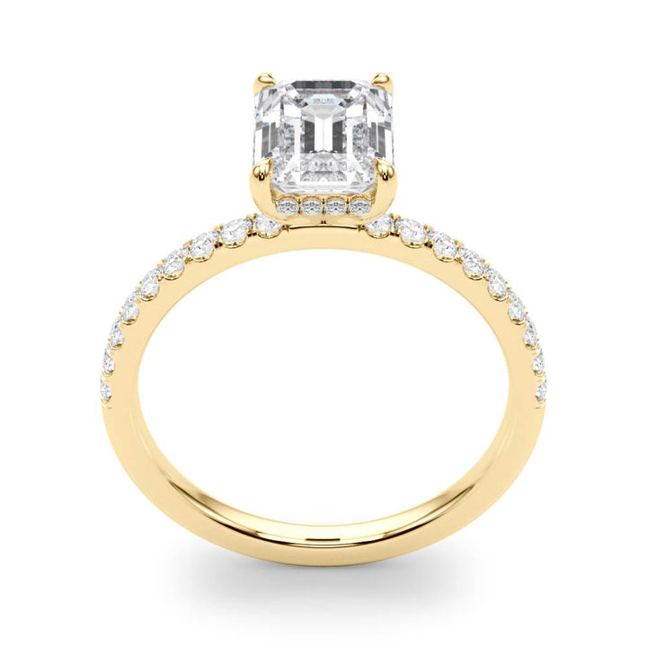 1ct Emerald-Cut Pave with Hidden Halo Diamond Engagement Ring