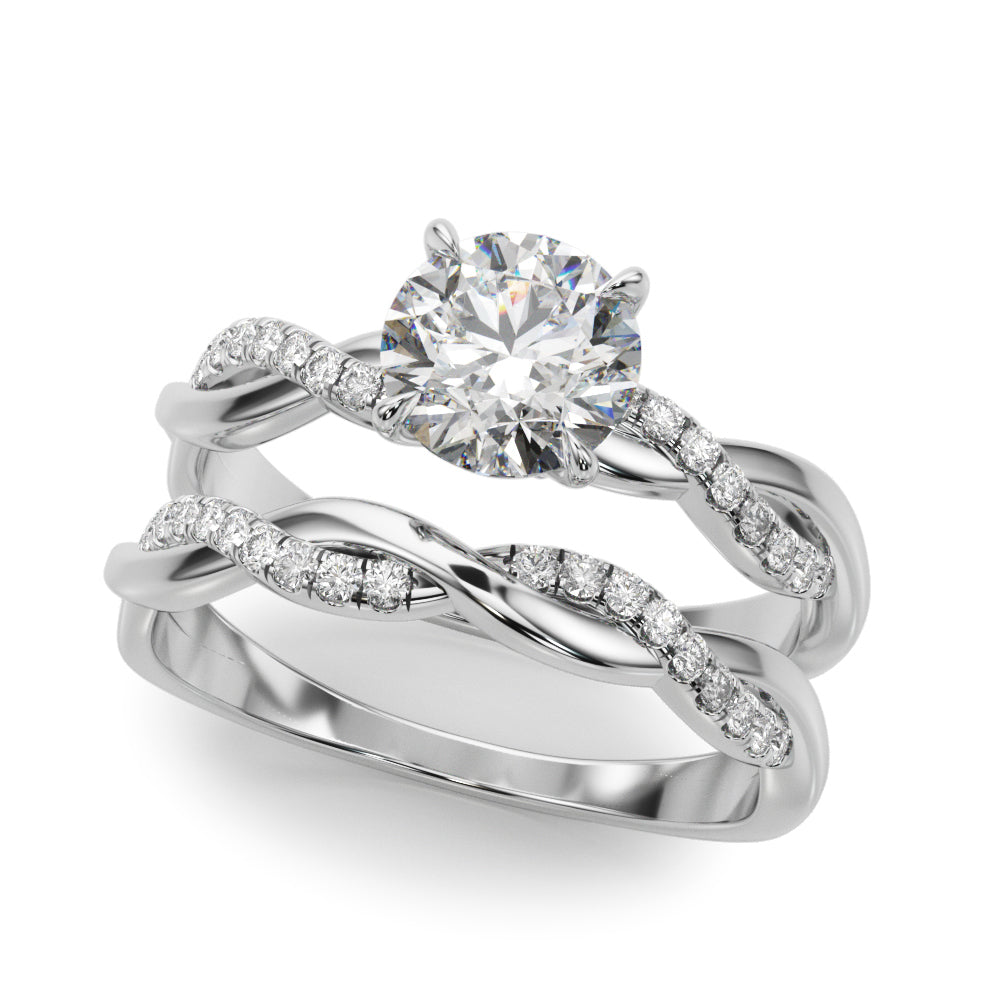 Nature-Inspired Round Twisted Shank Diamond Engagement Ring