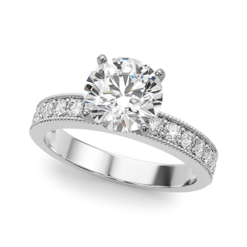 18K White Gold 1/5 ct Diamond Single Row Engagement Ring