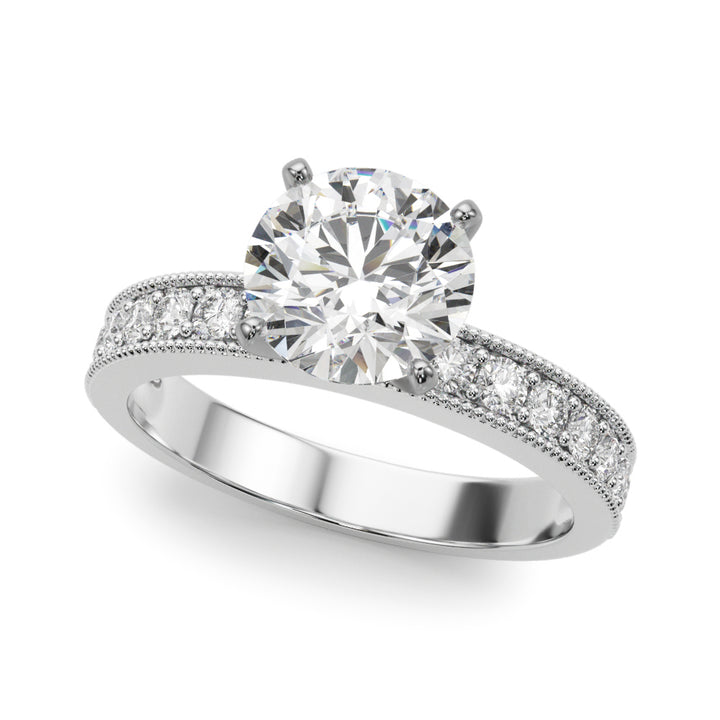 18K White Gold 1/5 ct Diamond Single Row Engagement Ring