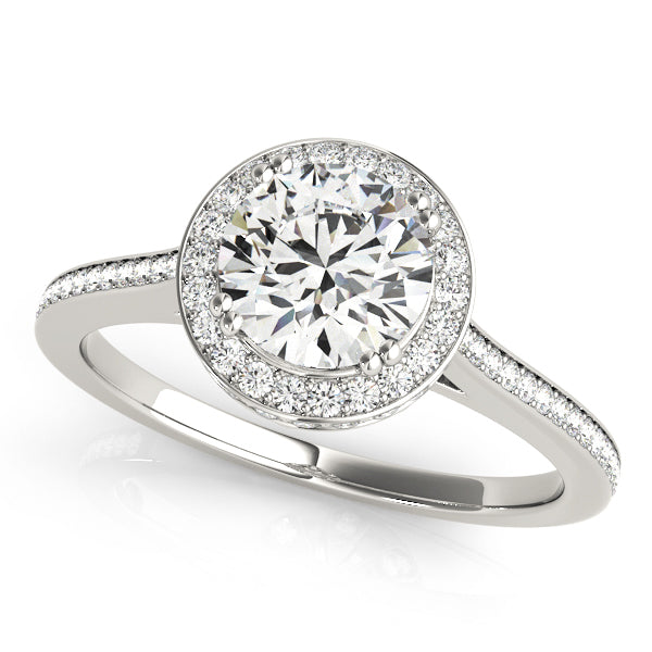 Round Halo Cathedral Channel Set Halo Diamond Engagement Ring