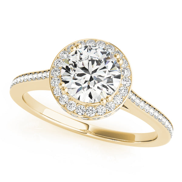 Round Halo Cathedral Channel Set Halo Diamond Engagement Ring