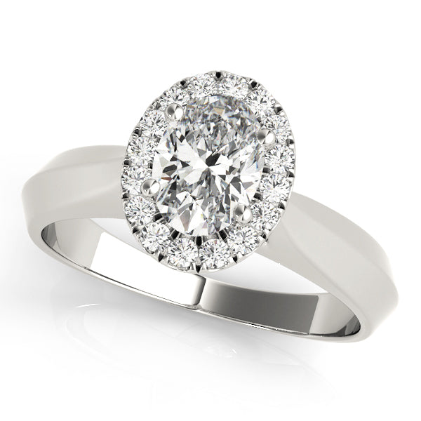 Oval Halo Cathedral Style Solitaire Diamond Engagement Ring