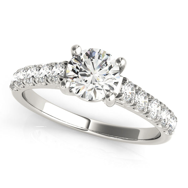 Round Trellis Cathedral Pave Diamond Engagement Ring