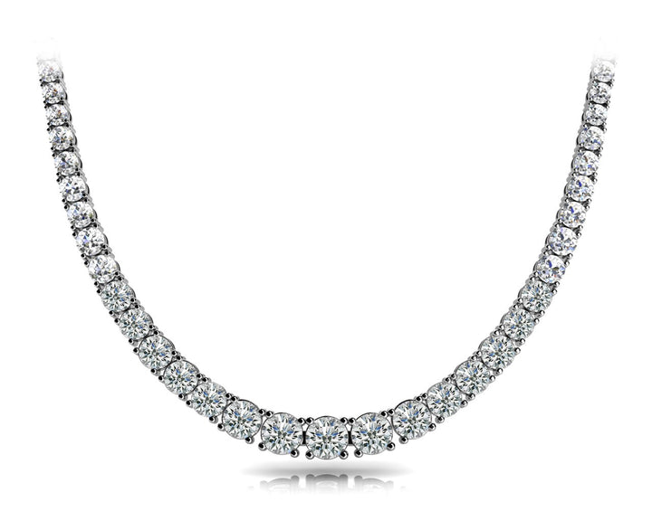 18K White Gold Lab Diamond Graduated Necklace