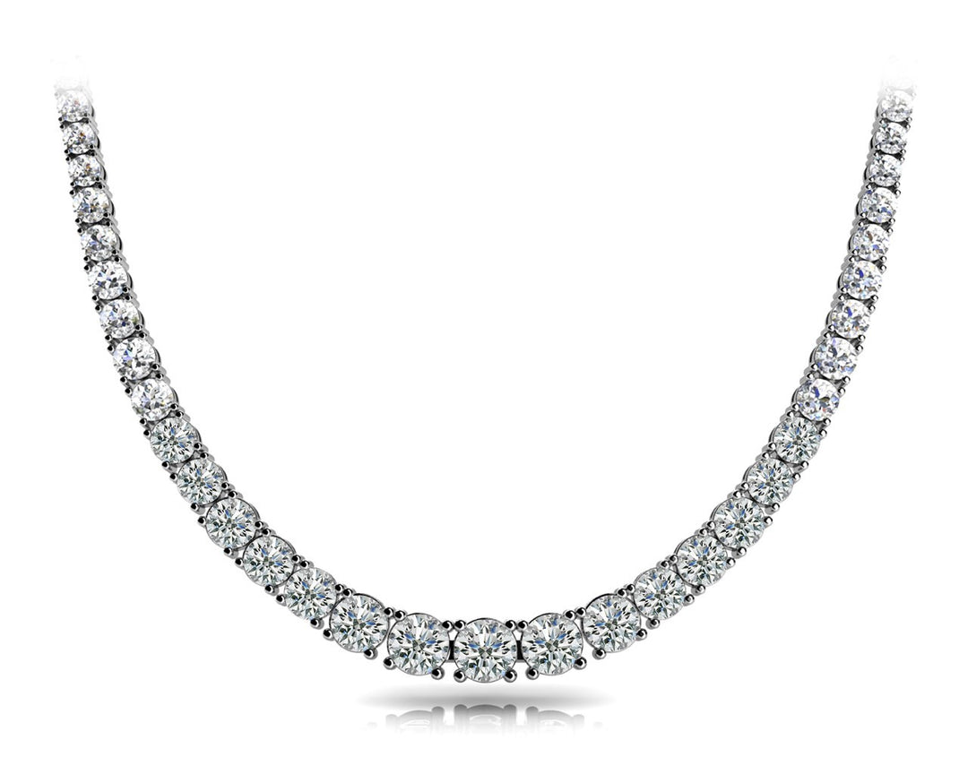 18K White Gold Lab Diamond Graduated Necklace