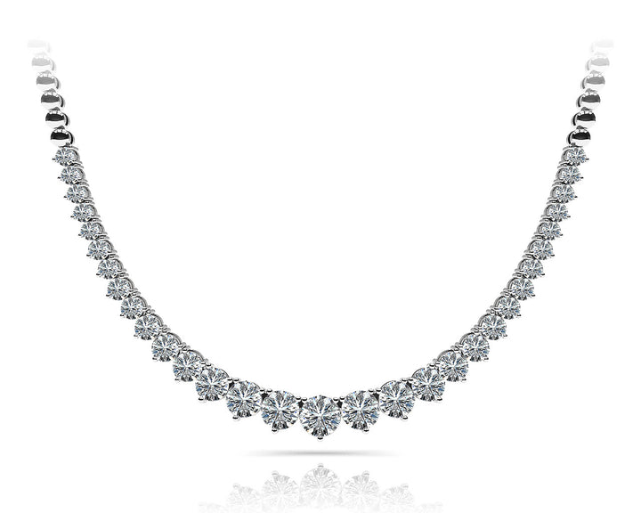 14K White Gold Lab Diamond Graduated Necklace