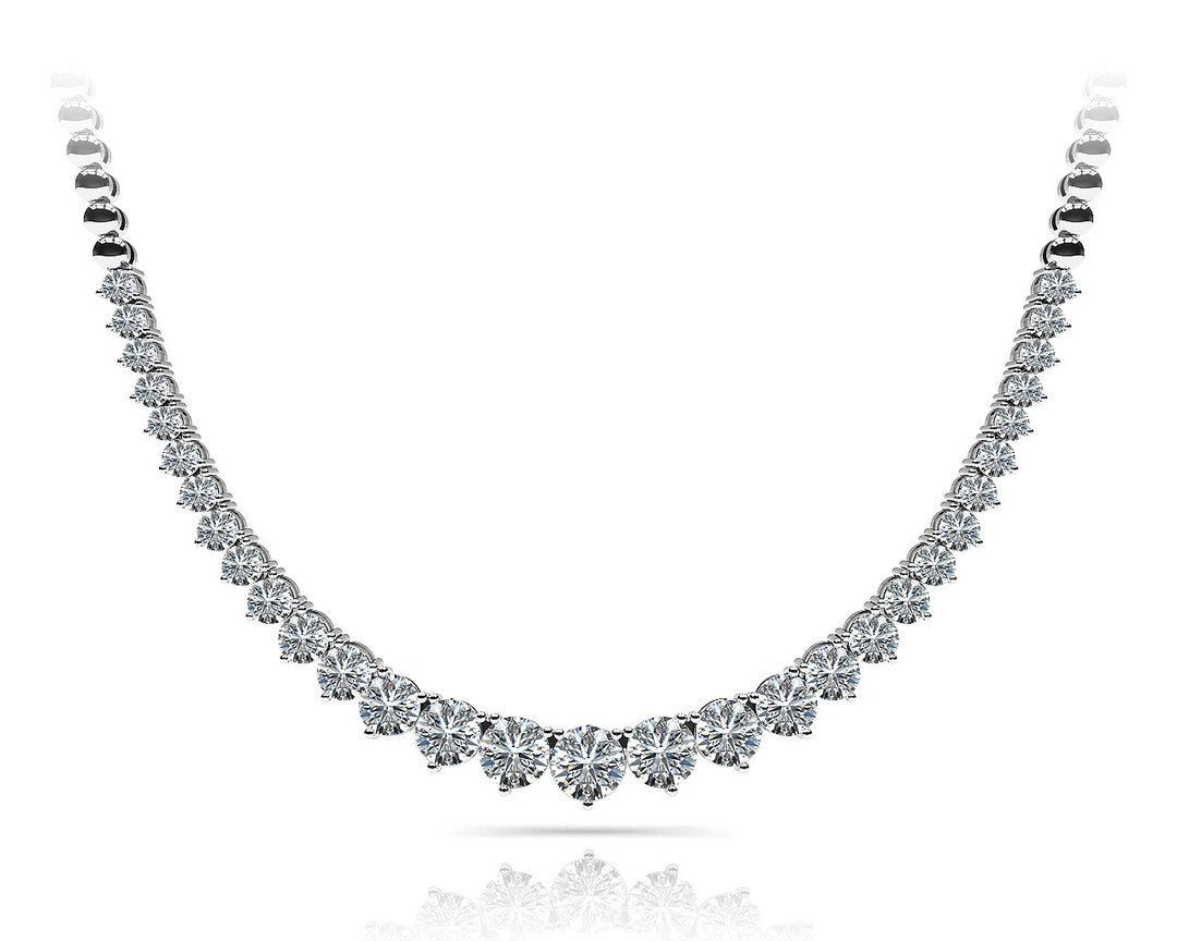 18K White Gold Lab Diamond Graduated Necklace