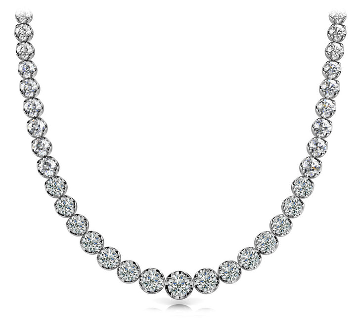 Platinum White Diamond Graduated Necklace