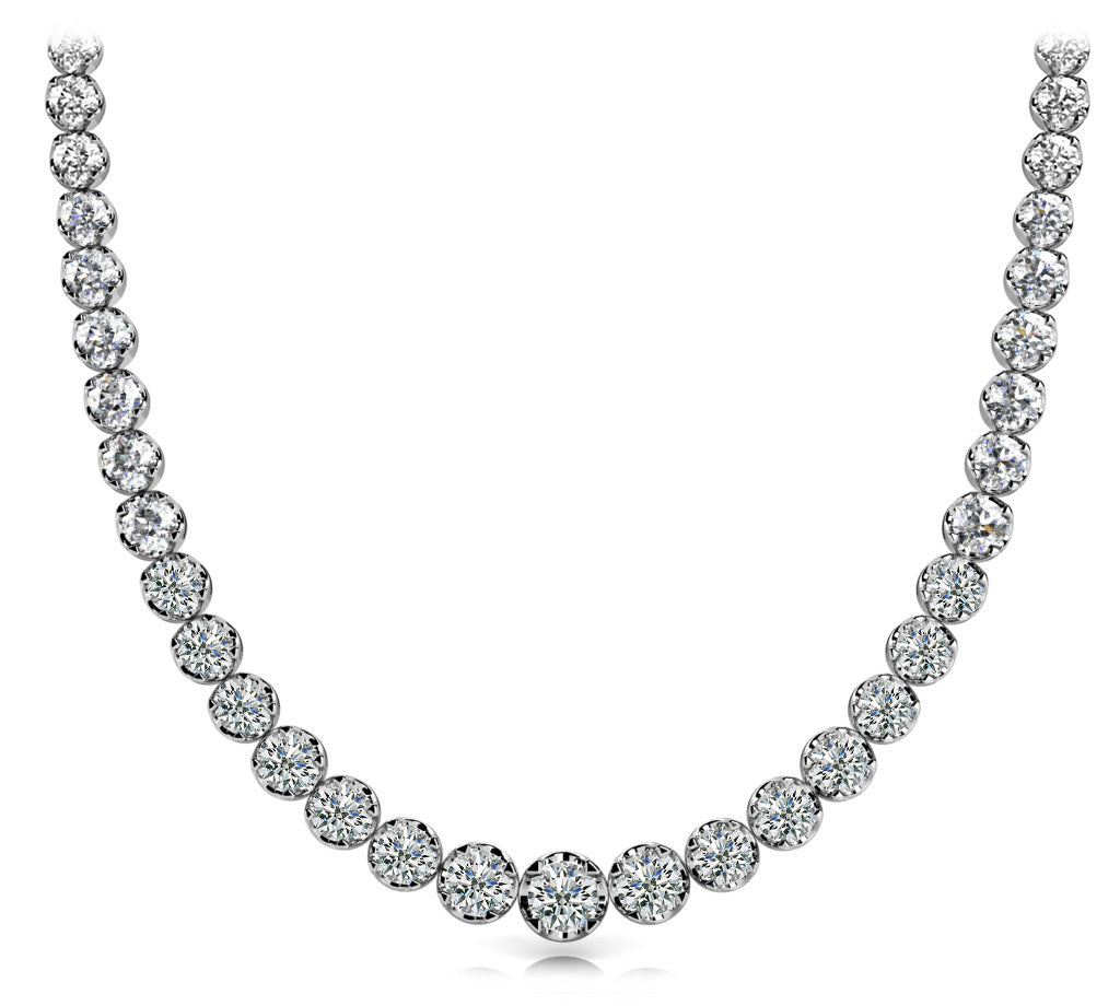Platinum 10ctw Multi-Diamond Graduated Necklace