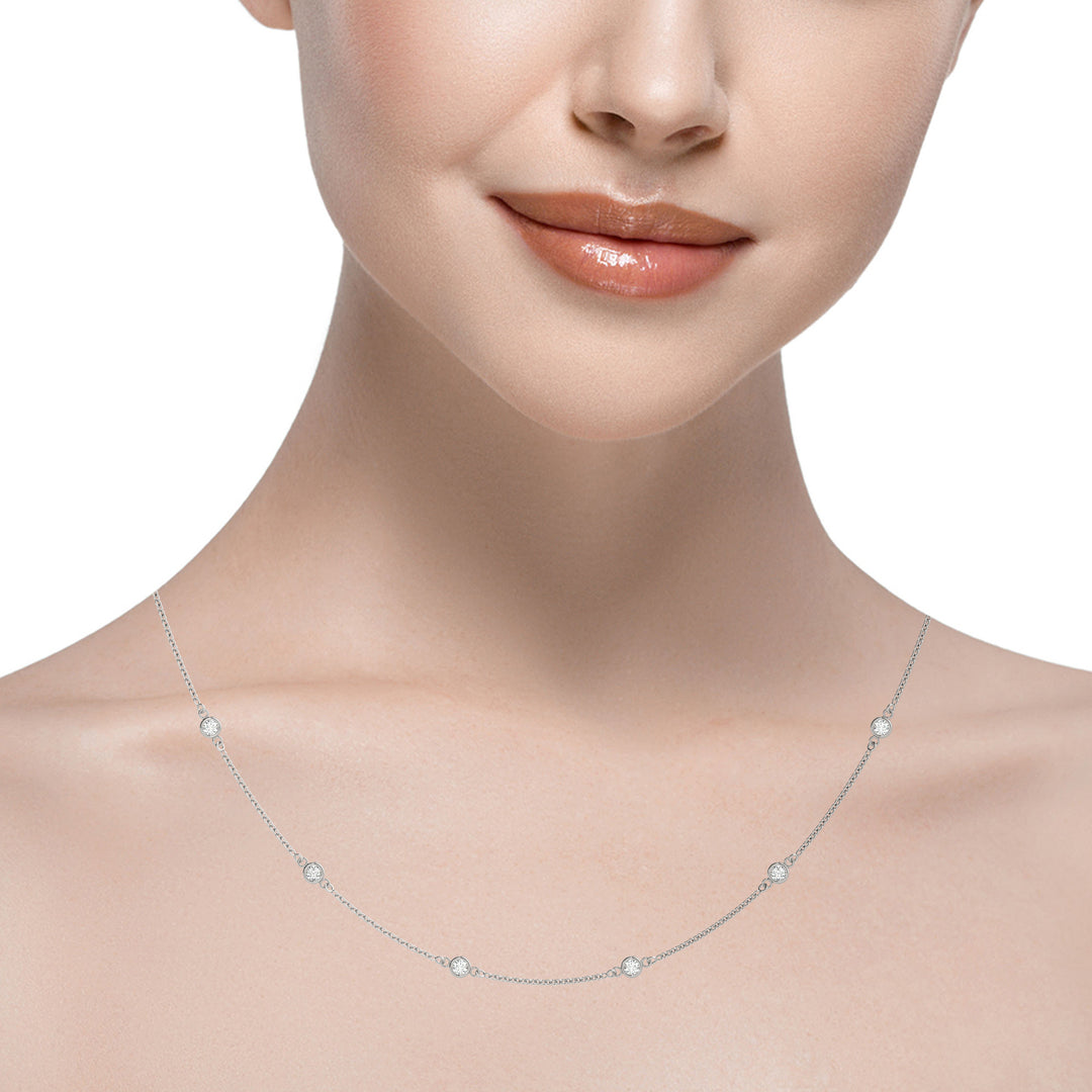 White Gold 1.1mm Lab Diamond Chain Necklace