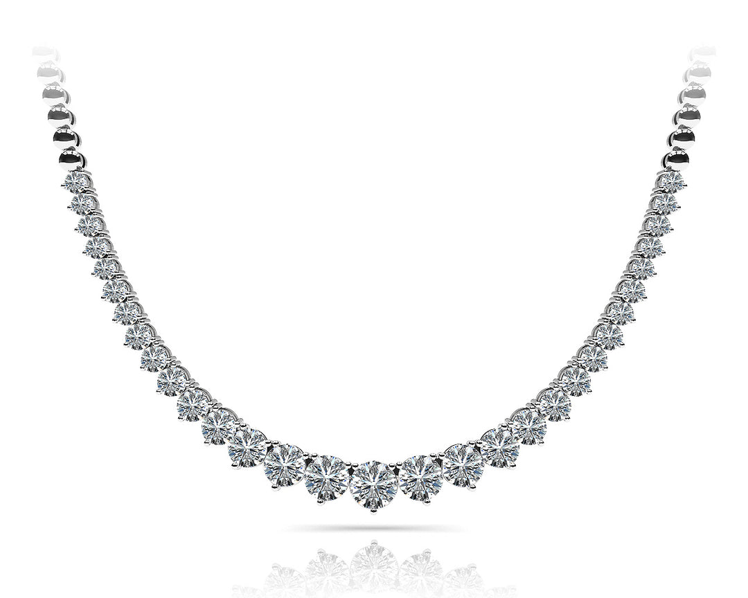 14K White Gold Lab Diamond Graduated Necklace