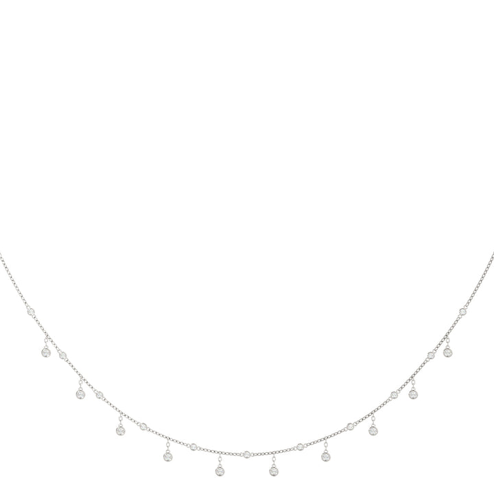 18K White Gold Diamond Cluster Necklace