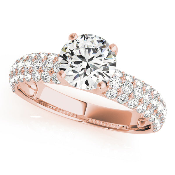 Round High-Set Curved Multi-Row Pave Diamond Engagement RIng