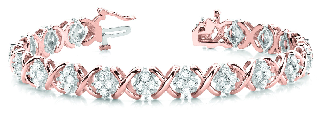 14K Rose Gold Diamond XO Link Bracelet
