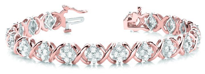 14K Rose Gold Diamond XO Link Bracelet