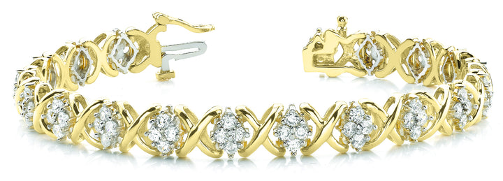 18K Yellow Gold 80-Diamond XO Tennis Bracelet