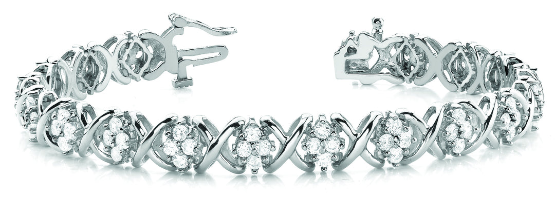 White Gold 80-Diamond XO Line Bracelet