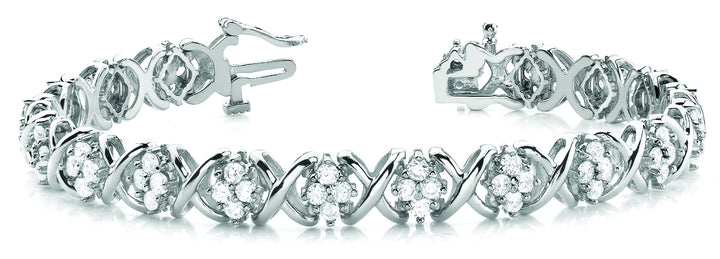 White Gold 80-Diamond XO Line Bracelet
